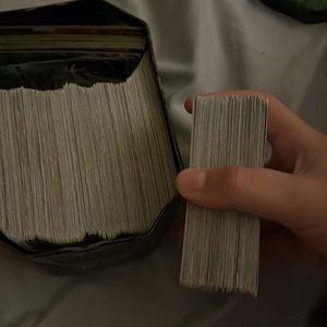 A mystery stack of Pokémon cards.